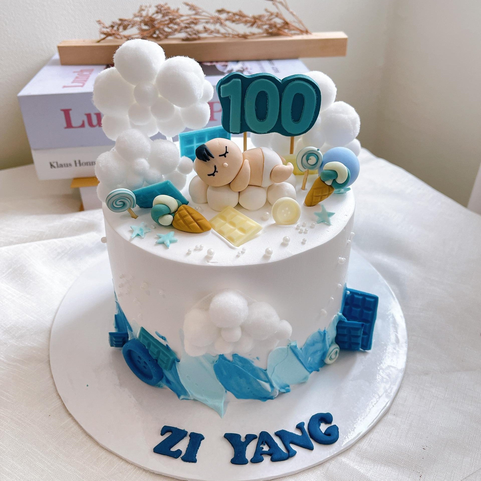 100 days Baby Boy Cake