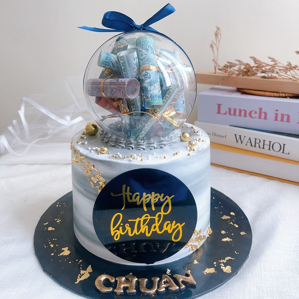 Grey Money Ball Cake
