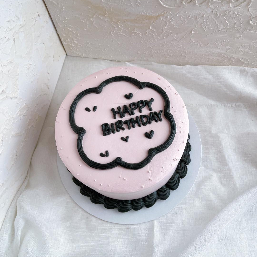 Black Pink Korean Style Cake