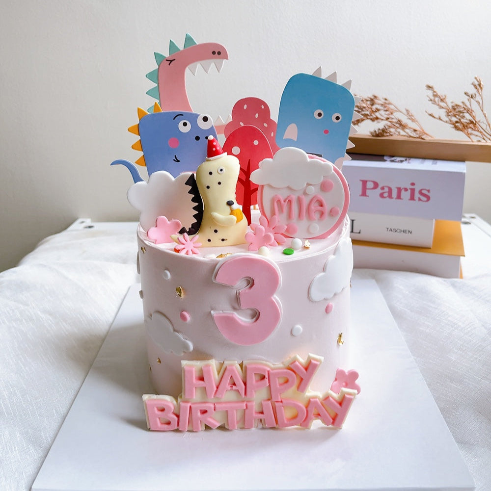 Pinky Dino Cake