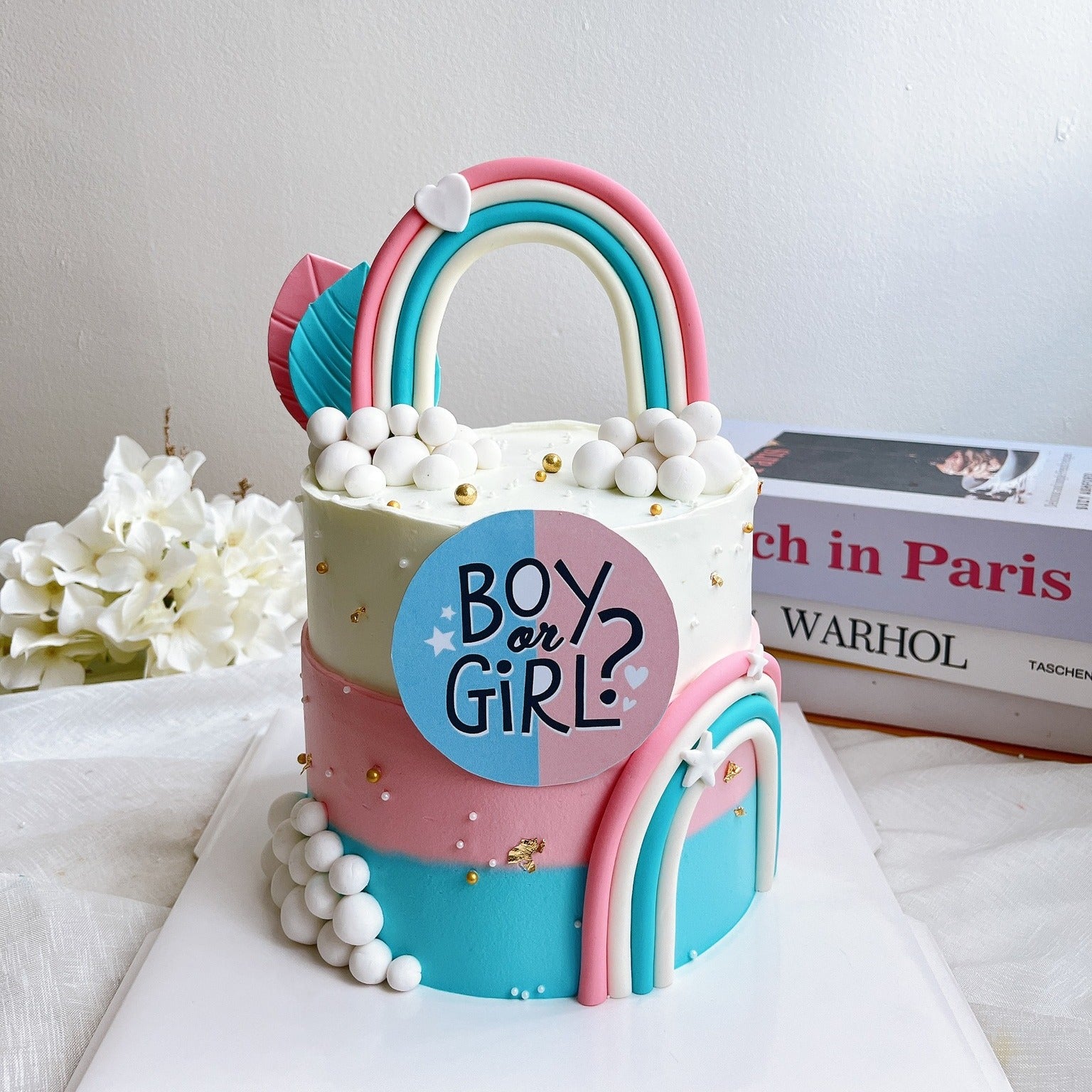 Gender Reval Rainbow Cake