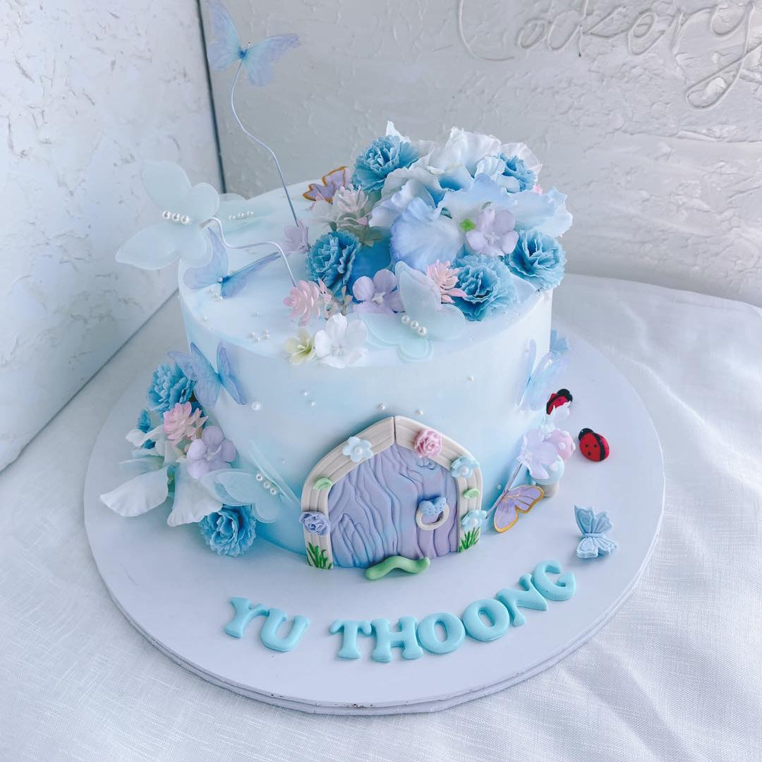 Blue castle cake