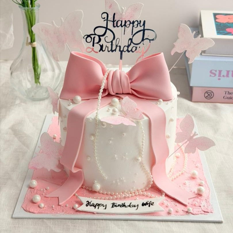 Big Pink Ribbon Cake