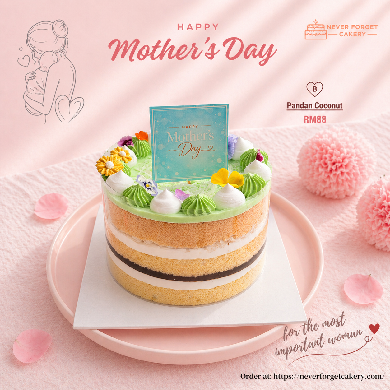 Pandan Coconut Mother’s Day Cake