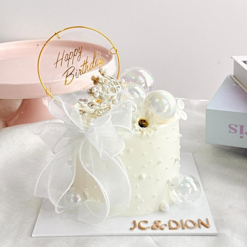Elegant Ribbon Crown Cake
