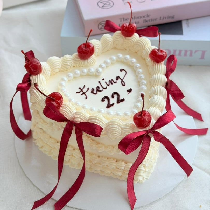 Love Shape Ribbon Cake
