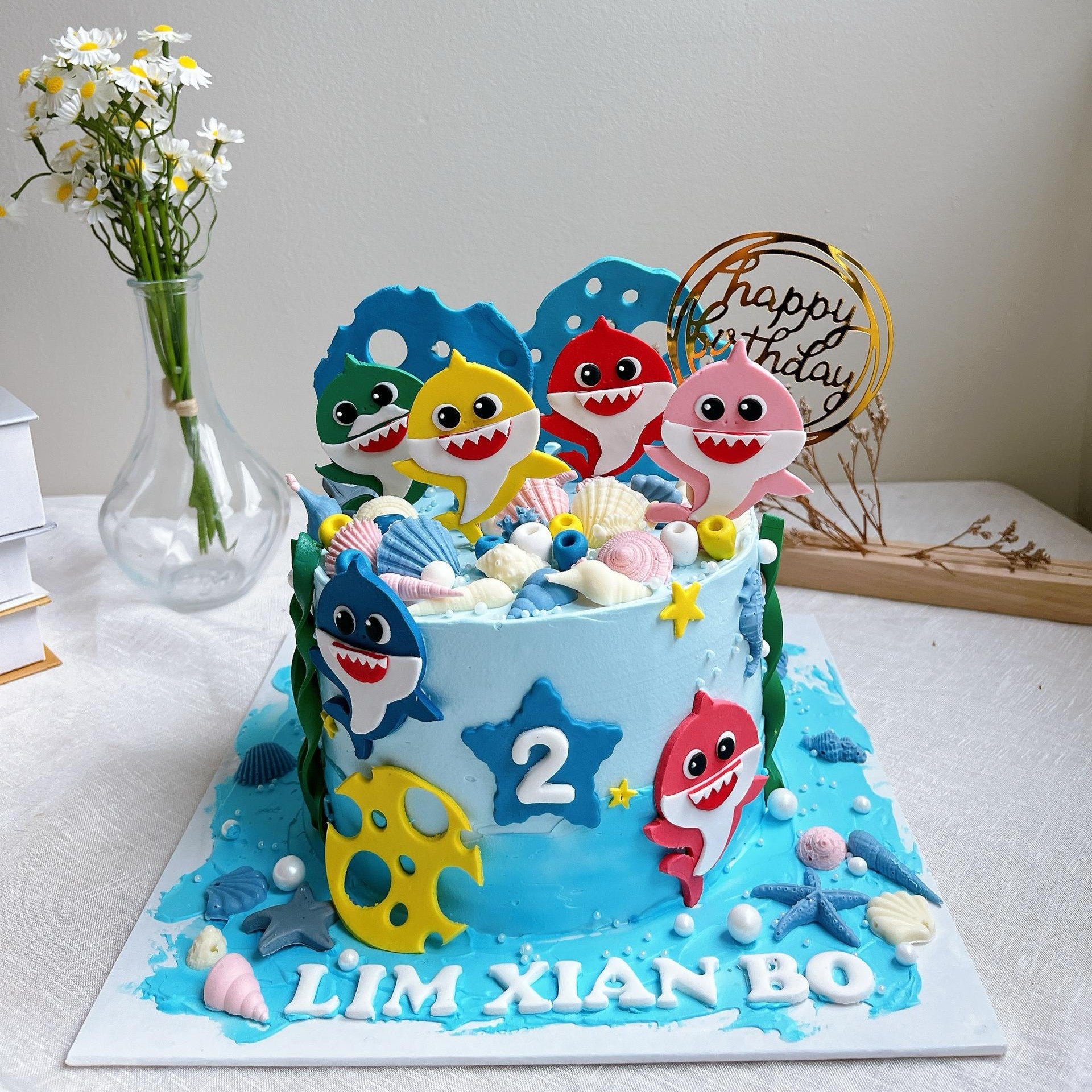 Ocean Blue Baby Shark Cake