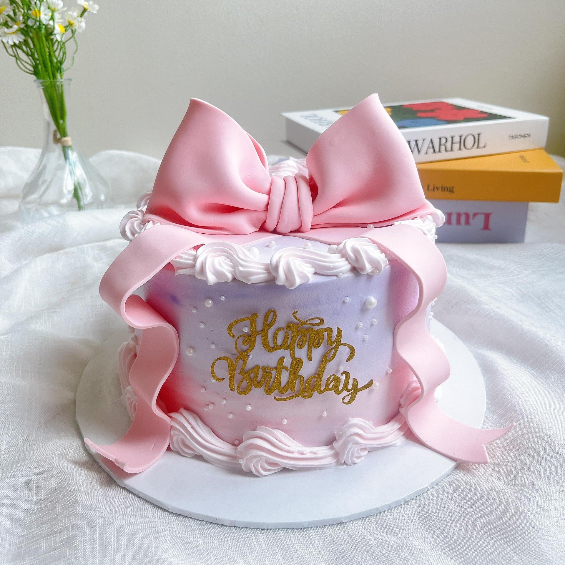 Pinky Galaxy Ribbon Cake