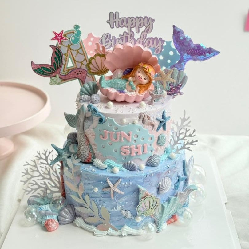 Two Tier Princess Mermaid Cake