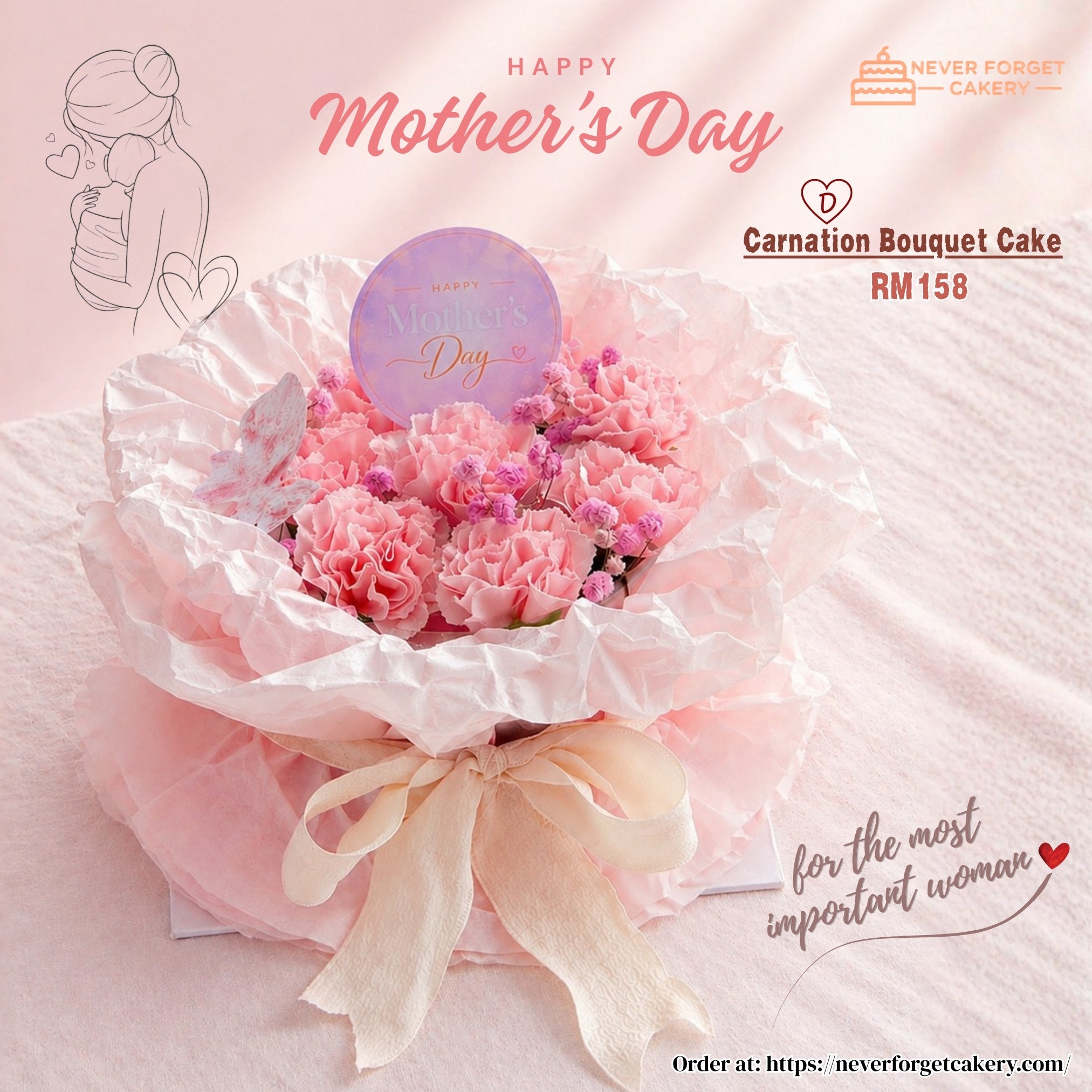Carnation Bouquet Cake